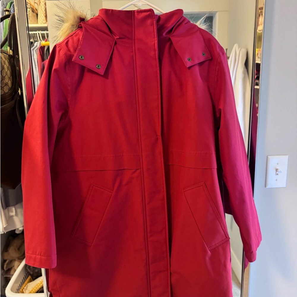 Boden Vibrant Red Hooded Ski Jacket